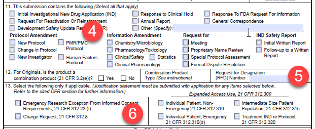 Form FDA 1571 boxes 11_13