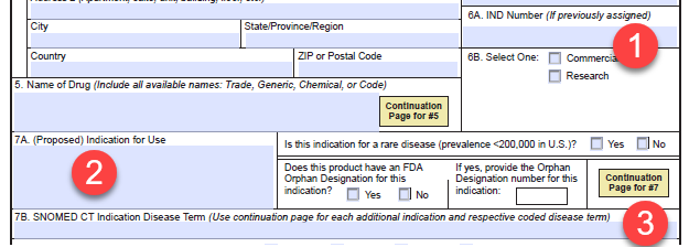 Form FDA 1571 items 6 and 7